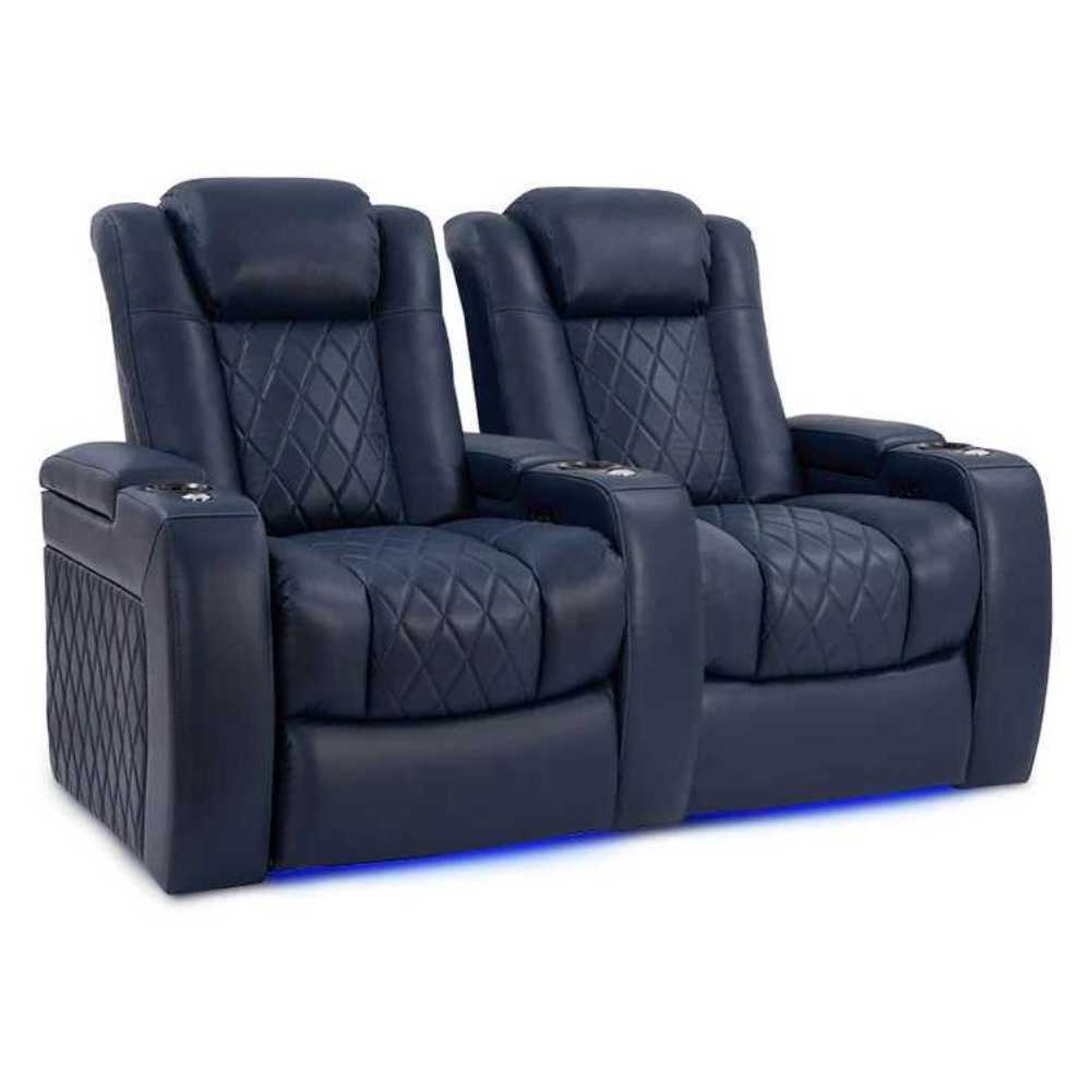 Dark Navy Valencia Tuscany Home Theater Seating Row of 2 Width 68.25 Height 43.5 Depth 40