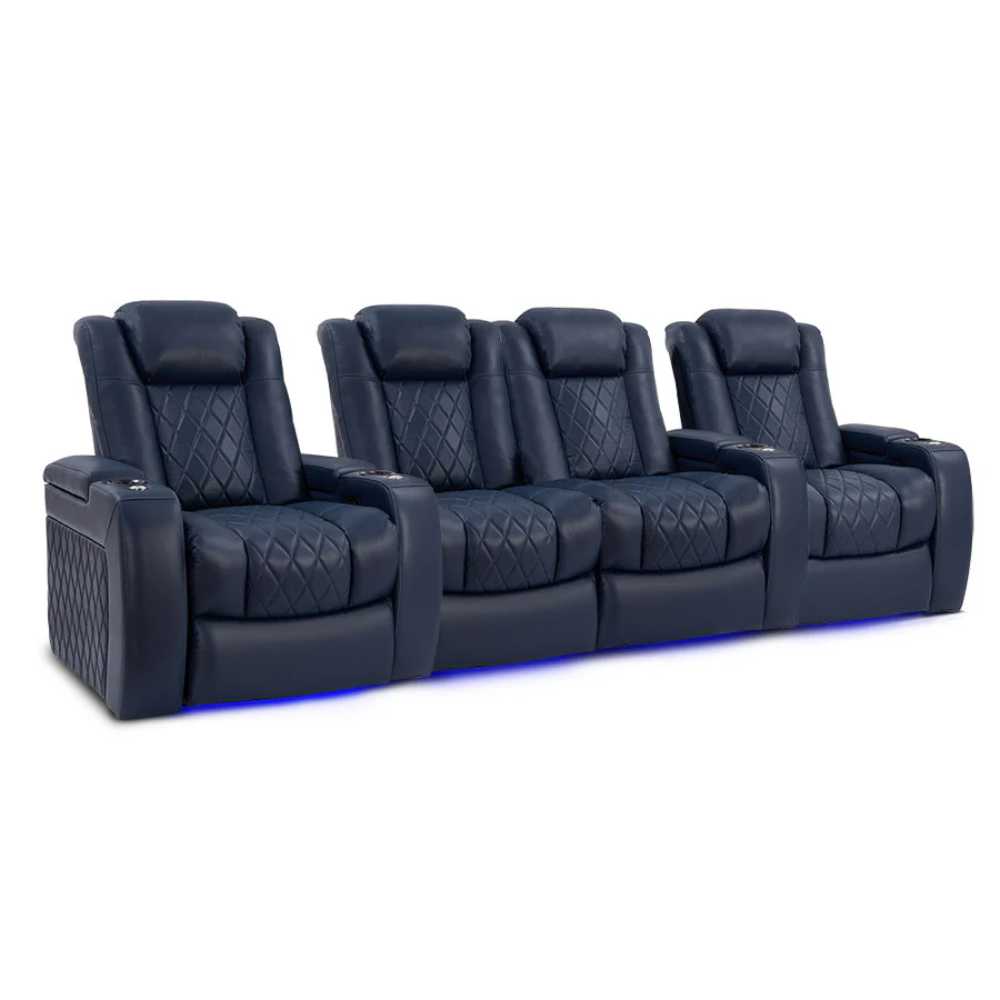 Dark Navy Valencia Tuscany Home Theater Seating Row of 4 Loveseat Center Width 123 Height 43.5 Depth 40