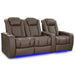 Dark Truffle Valencia Tuscany Vegan Edition Home Theater Seating Row of 3 Loveseat Left Width 92.25 Height 43.5 Depth 40