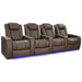 Dark Truffle Valencia Tuscany Vegan Edition Home Theater Seating Row of 4 Width 129.75 Height 43.5 Depth 40