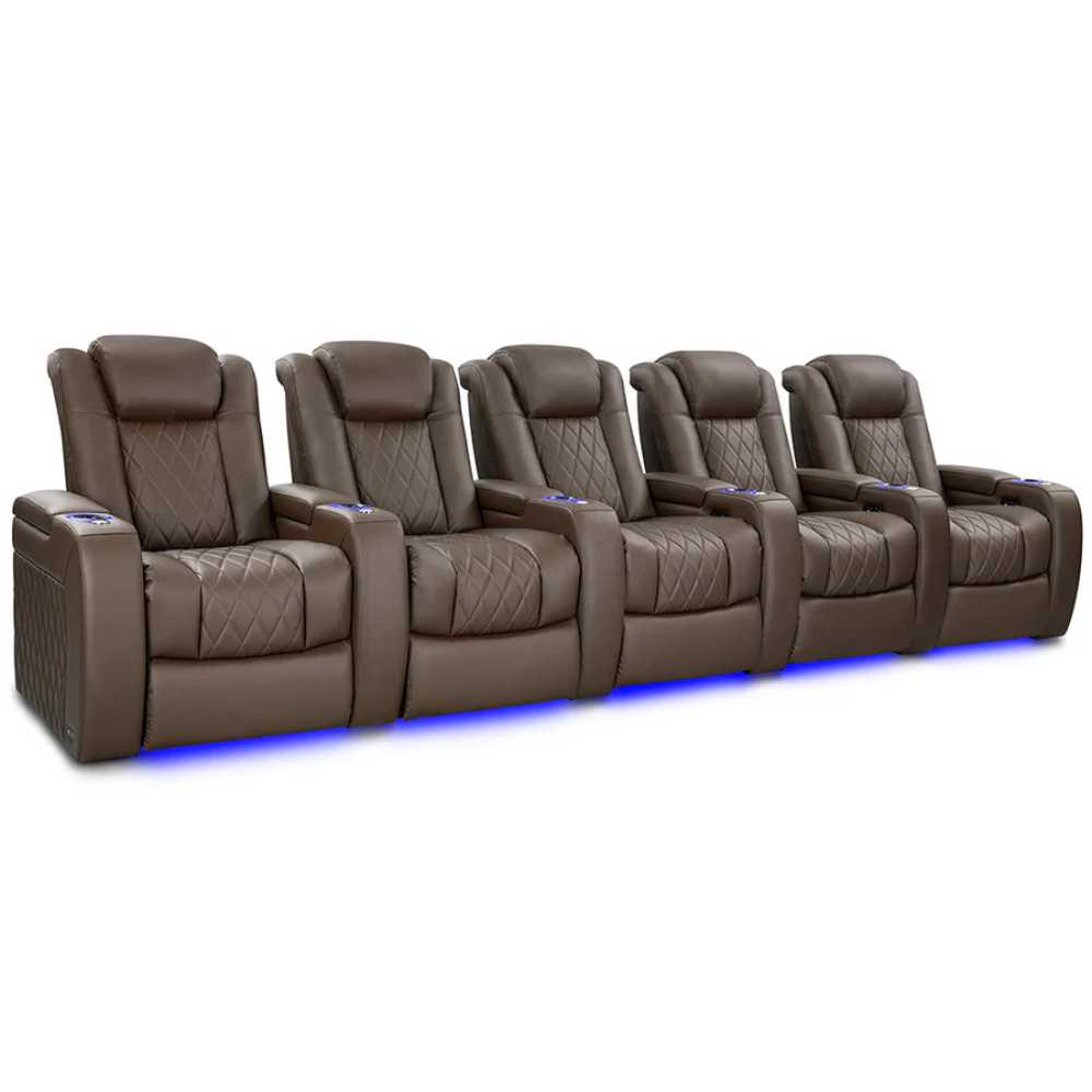 Dark Truffle Valencia Tuscany Vegan Edition Home Theater Seating Row of 5 Width 160.5 Height 43.5 Depth 40