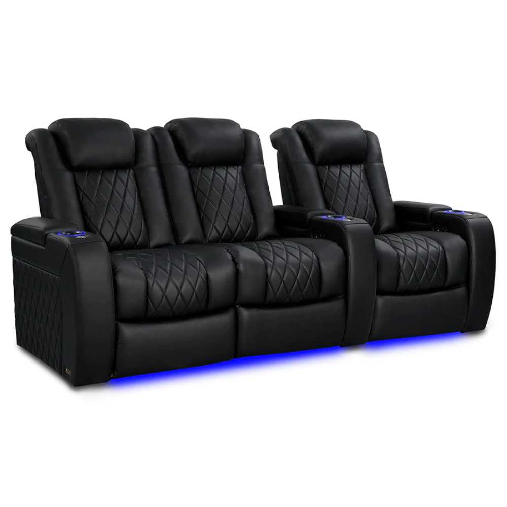 Deep Indigo Valencia Tuscany Vegan Edition Home Theater Seating Row of 3 Loveseat Left Width 92.25 Height 43.5 Depth 40