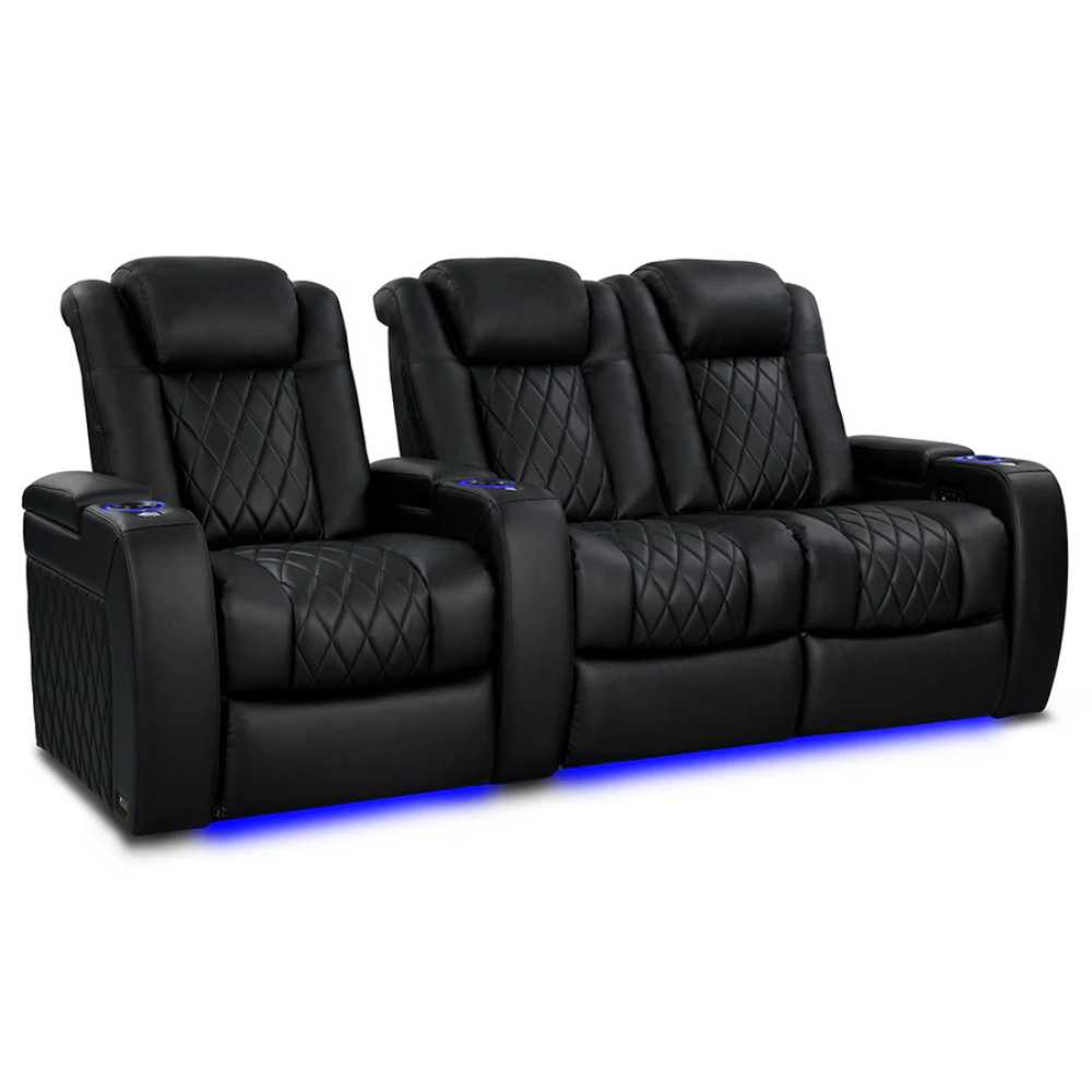 Deep Indigo Valencia Tuscany Vegan Edition Home Theater Seating Row of 3 Loveseat Right Width 92.25 Height 43.5 Depth 40