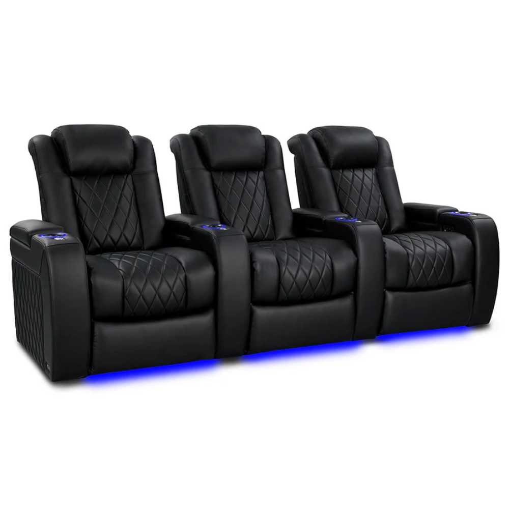 Deep Indigo Valencia Tuscany Vegan Edition Home Theater Seating Row of 3 Width 99 Height 43.5 Depth 40