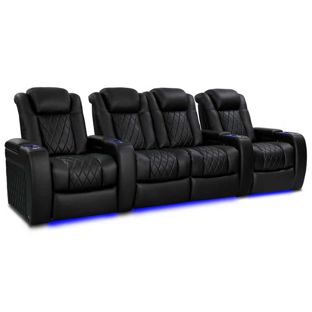 Deep Indigo Valencia Tuscany Vegan Edition Home Theater Seating Row of 4 Loveseat Center Width 123 Height 43.5 Depth 40