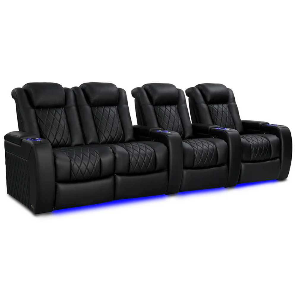 Deep Indigo Valencia Tuscany Vegan Edition Home Theater Seating Row of 4 Loveseat Left Width 123 Height 43.5 Depth 40