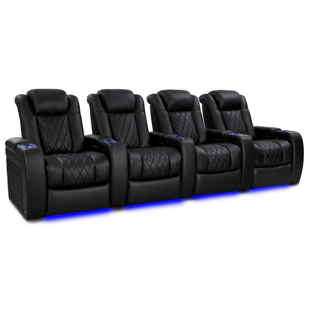 Deep Indigo Valencia Tuscany Vegan Edition Home Theater Seating Row of 4 Width 129.75 Height 43.5 Depth 40