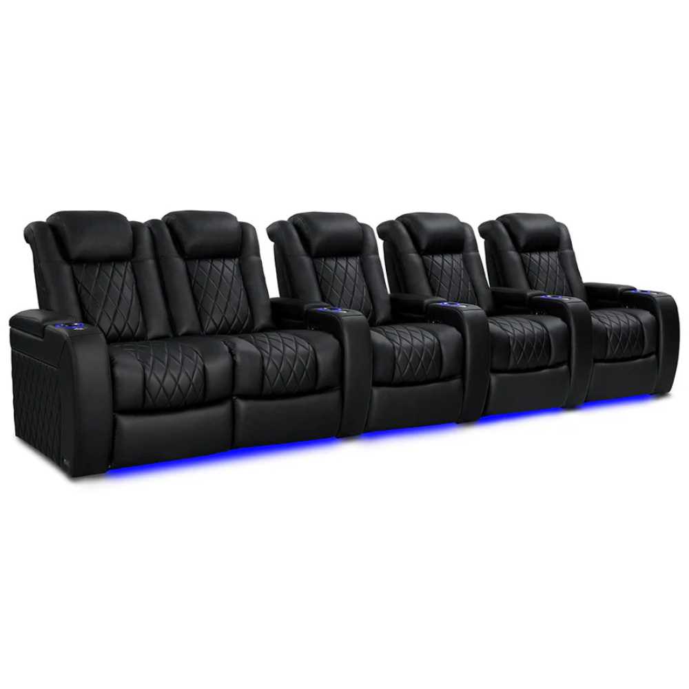 Deep Indigo Valencia Tuscany Vegan Edition Home Theater Seating Row of 5 Loveseat Left Width 153.75 Height 43.5 Depth 40