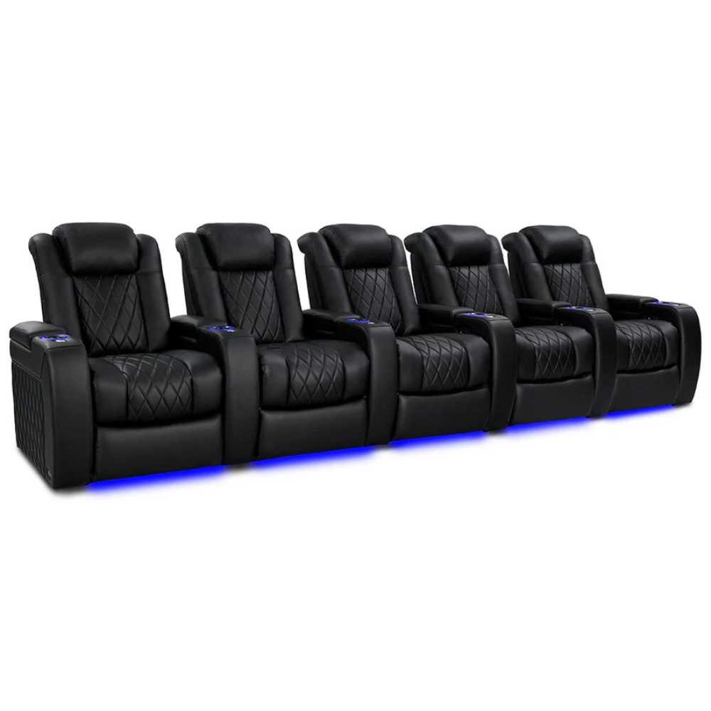 Deep Indigo Valencia Tuscany Vegan Edition Home Theater Seating Row of 5 Width 160.5 Height 43.5 Depth 40