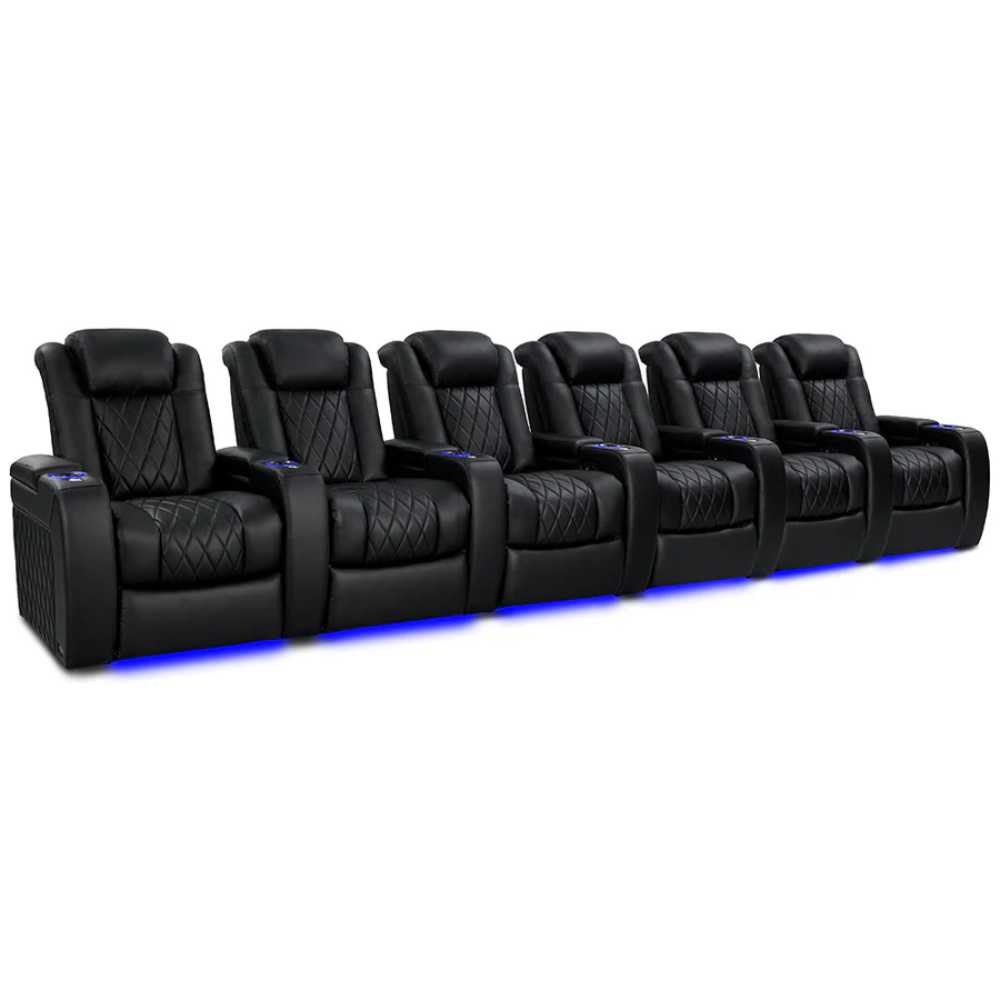 Deep Indigo Valencia Tuscany Vegan Edition Home Theater Seating Row of 6 Width 191.25 Height 43.5 Depth 40