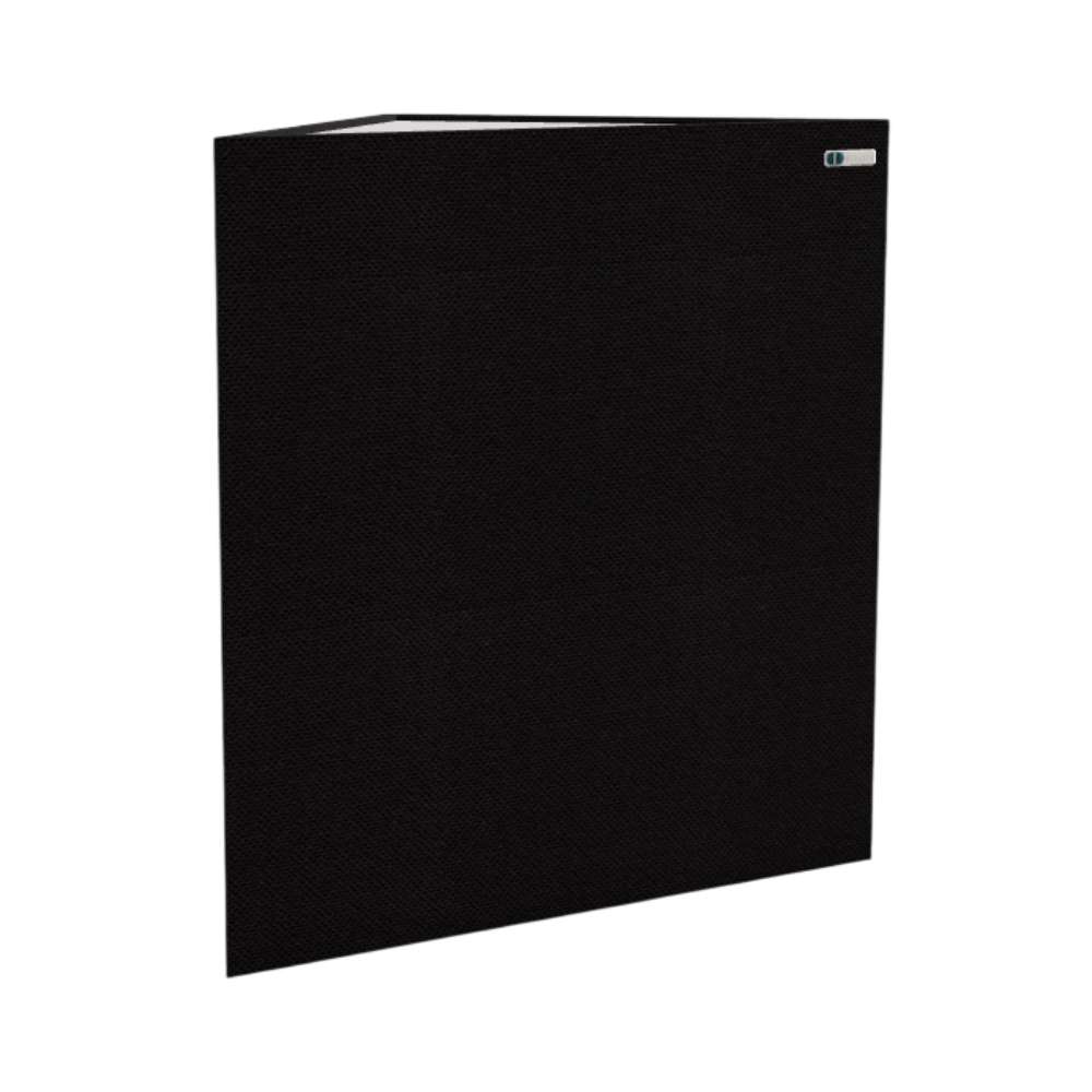 Demi Black GIK Acoustics TriTrap™ Corner Bass Trap in black fabric shown as a low-profile acoustic treatment panel