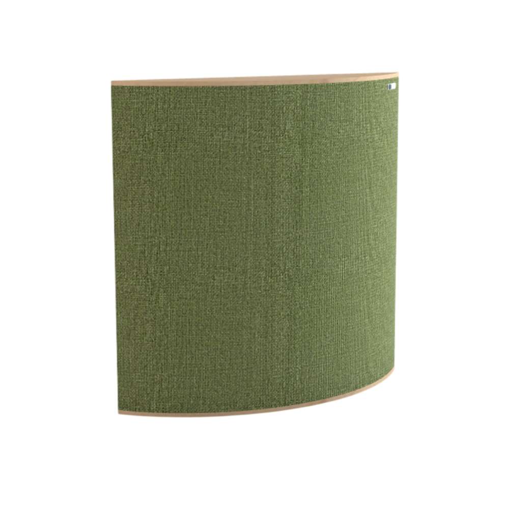 Demi Fair Isle GIK Acoustics Evolution PolyFusor™ Polycylindrical Diffuser in olive green fabric with a compact curved acoustic profile