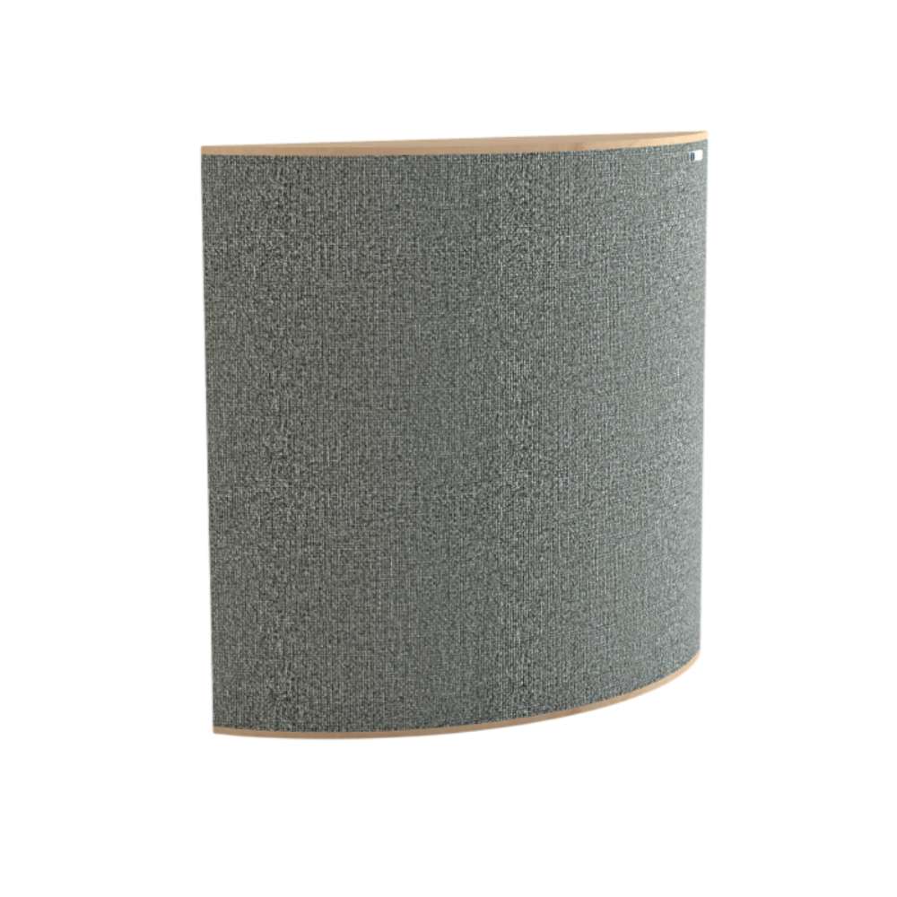 Demi Lead GIK Acoustics Evolution PolyFusor™ Polycylindrical Diffuser in gray-green fabric with a curved acoustic treatment design