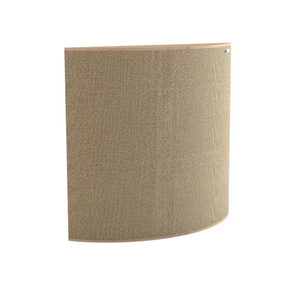 Demi Lomond GIK Acoustics Evolution PolyFusor™ Polycylindrical Diffuser in tan fabric with a sleek rounded acoustic panel