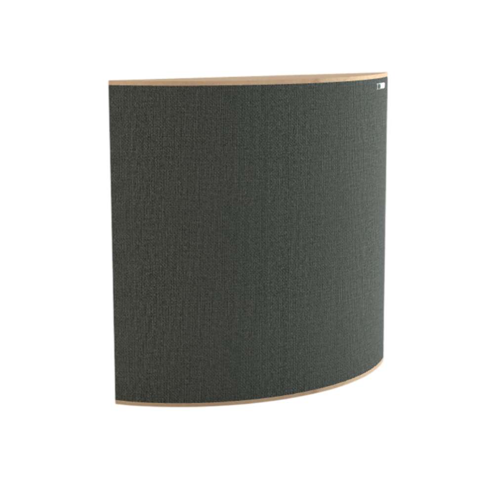 Demi Merrick GIK Acoustics Evolution PolyFusor™ Polycylindrical Diffuser in dark charcoal gray fabric with a sleek semi-cylindrical profile