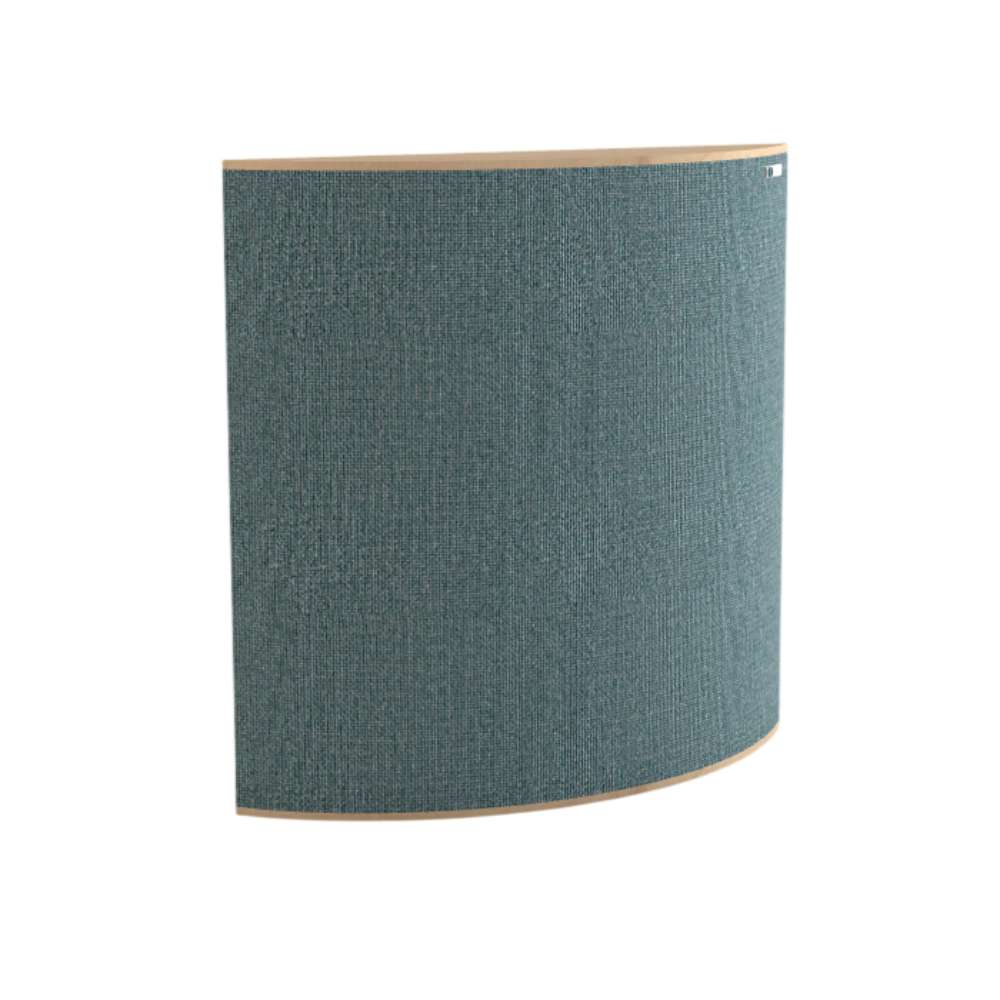 Demi Ronay GIK Acoustics Evolution PolyFusor™ Polycylindrical Diffuser in muted blue-gray fabric with a compact rounded front surface