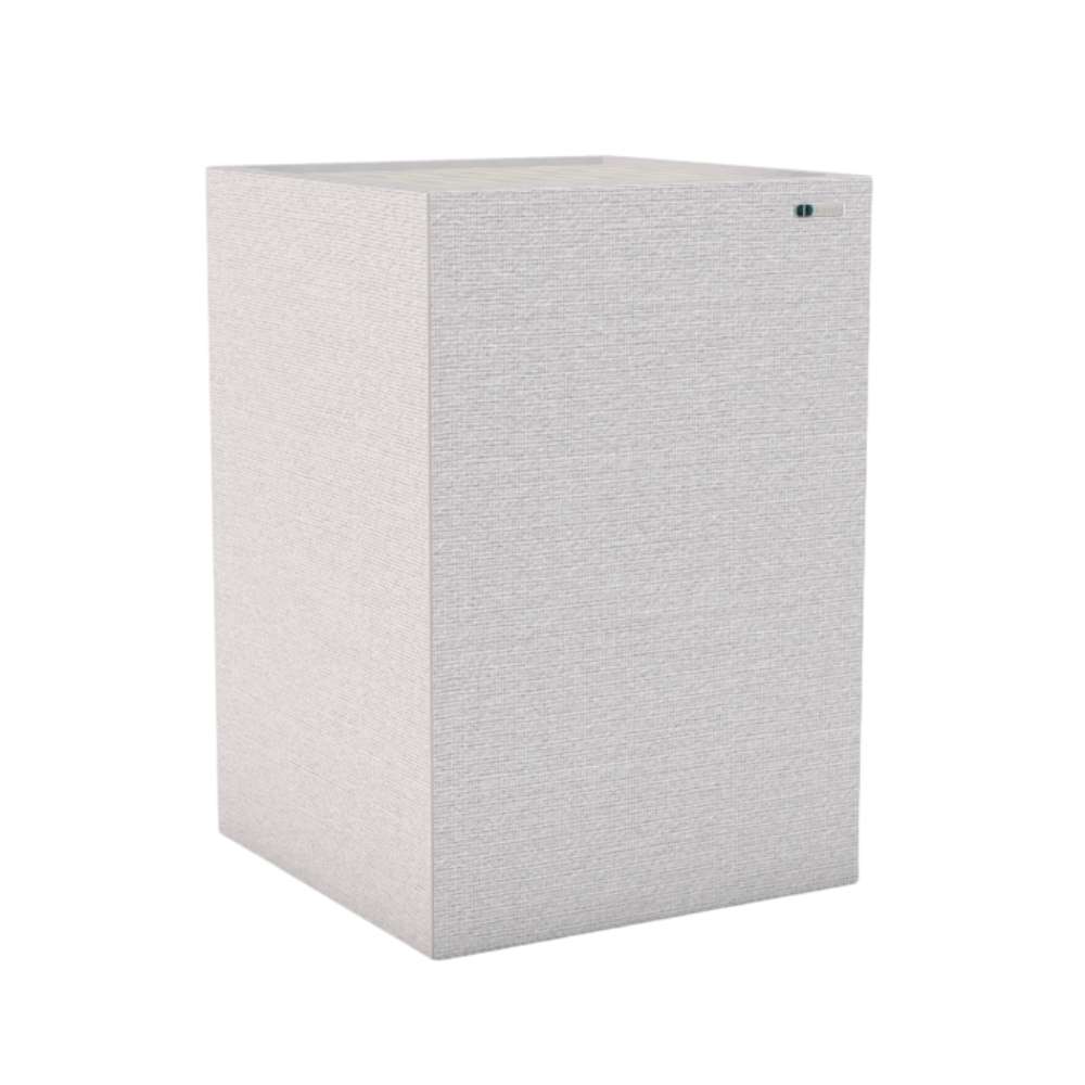 Demi White GIK Acoustics Soffit Corner Bass Trap in a bright white fabric finish designed to reduce bass buildup while maintaining a clean look