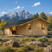 Den 70 home office in a sunny Wyoming meadow beneath the Teton Range.