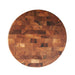 Denver Broncos Crate & Barrel NFL Round End Grain Cutting Board features a round wood-block design with the Broncos logo near the bottom