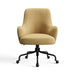 Desert Monet Recycled Chenille Crate & Barrel Bellevue Upholstered Office Chair in desert beige chenille with rounded arms and a black caster base