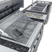 Detailed close-up of Sunstone Summit 10ft Outdoor Kitchen Island Package grill grates, burners, and adjacent side burner and sink