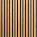 Detailed view of GIK Acoustics SlatFusor™ Polycylindrical Diffuser highlighting parallel oak-colored slats separated by black acoustic gaps