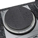 Detailed view of Sunstone TexCajun 9ft Outdoor Kitchen Island Package steel griddle surface on a stainless burner base