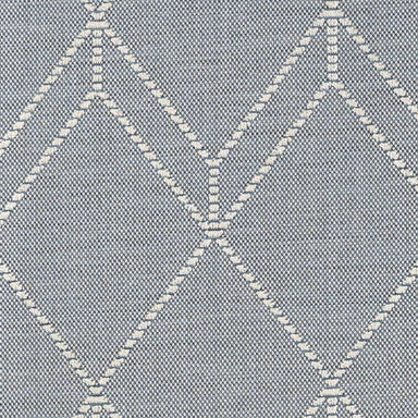 Detailed close-up of Couristan Liguria Indoor/Outdoor Rug - Noli/Azul highlights the ivory diamond stitching against its azul base