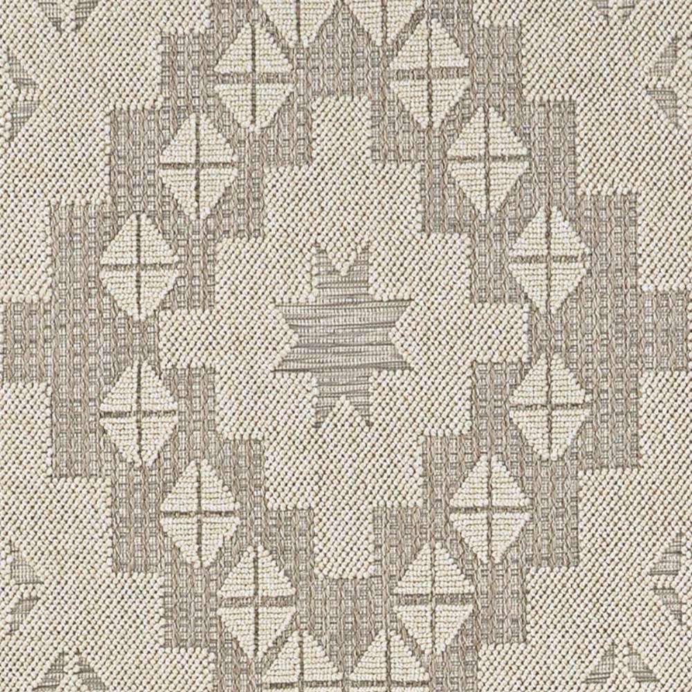 Detailed close-up of the central star and diamond motif on Couristan Liguria Indoor/Outdoor Rug - Sarzana/Dove Grey