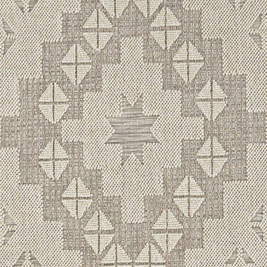 Detailed close-up of the central star and diamond motif on Couristan Liguria Indoor/Outdoor Rug - Sarzana/Dove Grey