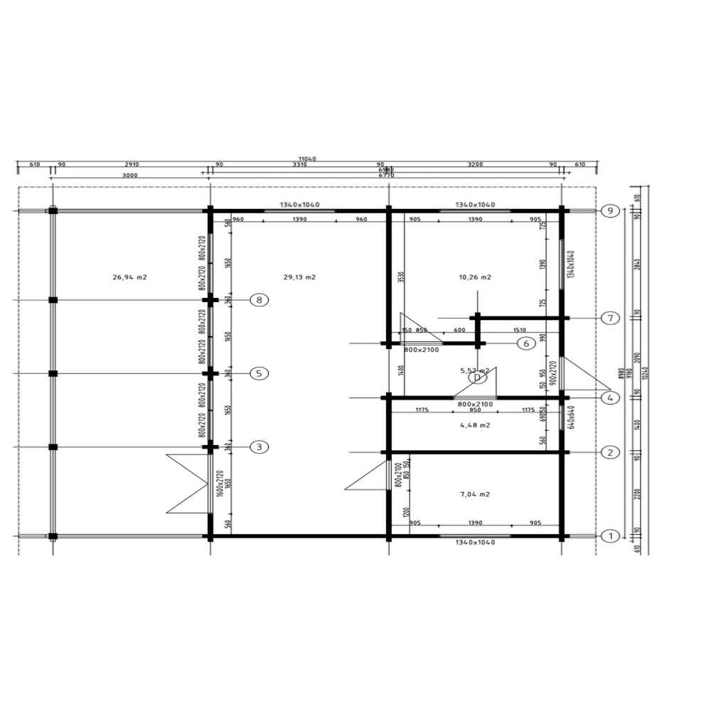 Detailed floor plan illustrating room sizes and layout for the GardenHouse24 USA Caroline 90 Garden Room, including measurements and wall positions