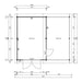 Detailed interior floor plan of the GardenHouse24 USA Garage Bjarne 44 Garden Room showing two separate rooms and exact internal measurements