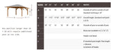 Diagram of Brookside Timber Frame Stonewood Pavilion displays labeled measurements and size options