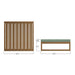 Diagram presents the dimensions and top/side views of Westminster Teak Maya Teak Coffee Table, including a version with a cushion placed on top