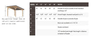 Dimension chart showing sizes and structure details of the Brookside Timber Frame Rose Beam Pavilion