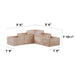 Dimension diagram shows the size and tiered layout of the Outdoor Living Today 5.5×2 Tiered Cedar L-Shaped Raised Garden Bed with labeled width, depth, and height measurements