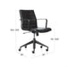 Dimension guide showing the adjustable height and compact size of the Crate & Barrel Graham Black Office Chair