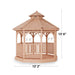 Dimension view of Outdoor Living Today Western Red Cedar Octagon Bayside Gazebo 10ft showing its octagon shape and compact size