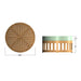 Dimension view of Westminster Teak 36-Inch Kafelonia Teak Coffee Table showing its 36-inch round top and low height