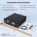 Dimensions and included accessories for Sun Gold Power CoreX 5 Pro Server Rack 48V 100Ah Residential Energy Storage Battery Pack, including cables and user manual