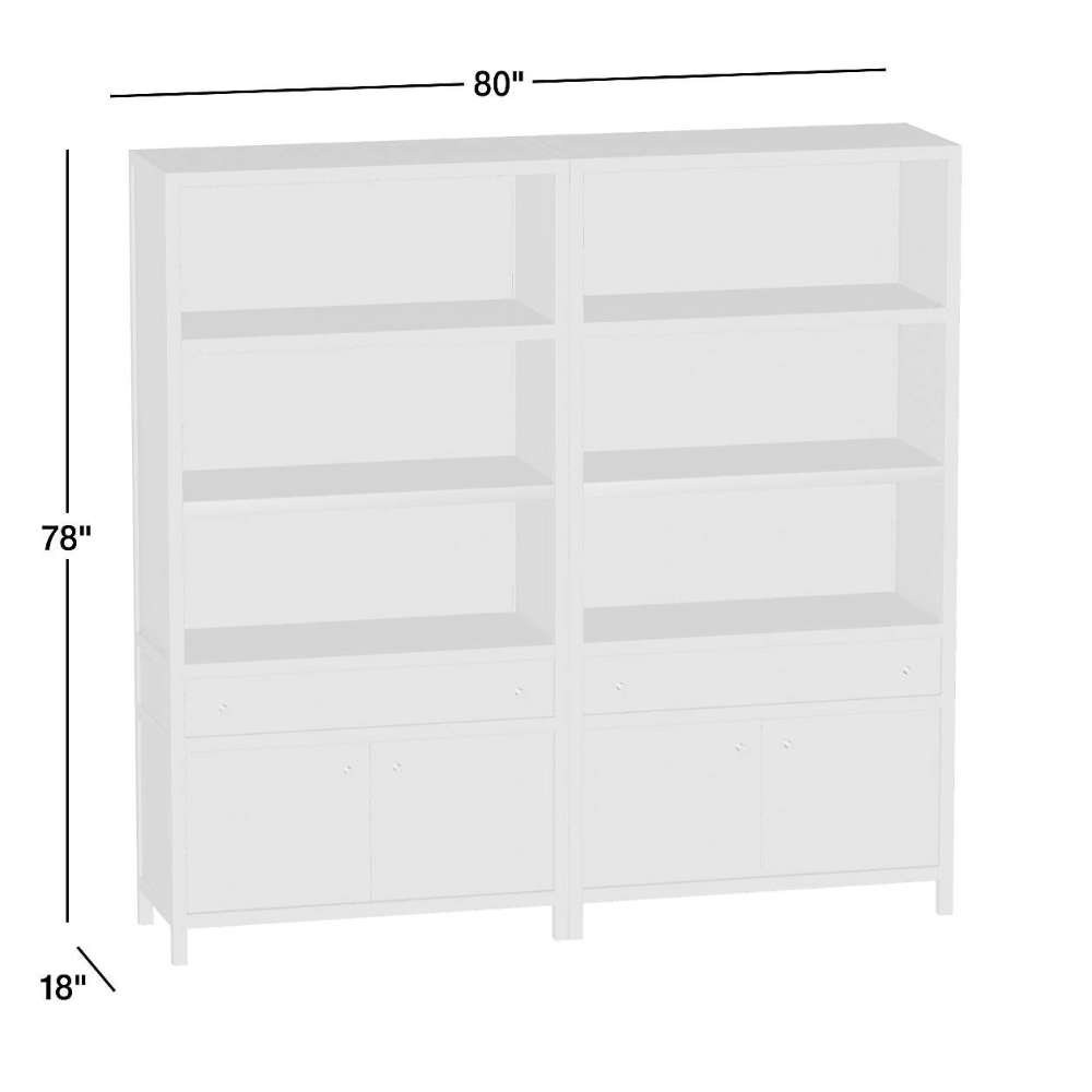 Dimensions of Crate & Barrel Keane 40" Driftwood Storage Bookcase, Set of 2, measuring 80"W x 18"D x 78"H