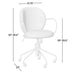 Dimensions of Crate & Barrel Luna Ivory Boucle Upholstered Office Chair with adjustable height, compact footprint, and swivel caster base
