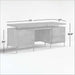 Dimensions of Crate & Barrel Raffael Carved Wood Executive Desk measuring 71 inches wide, 27 inches deep, and 30.5 inches high