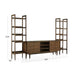 Dimensions of Crate & Barrel Tate 124" Walnut Storage Media Console and Bookshelf Set showing its 108-inch width, 75.5-inch height, and 16-inch depth