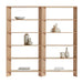 Displayed with decorative vases and books, Crate & Barrel Terrazza Natural Oak 5-Shelf Bookcases, Set of 2 showcases ten open shelves in a clean, symmetrical design