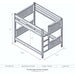 Double Double Left – Fireside Lodge Appalachian Bunk Bed is a line drawing showing a double-over-double bunk bed with a left-side ladder and labeled height, width, and depth