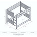 Double Double Right – Fireside Lodge Appalachian Bunk Bed is a technical illustration of a double-over-double bunk bed with a right-side ladder and visible overall dimensions