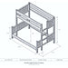 Double Single Left – Fireside Lodge Appalachian Bunk Bed is a dimensioned line drawing of a double-over-single bunk bed with the ladder positioned on the left