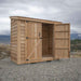 Double Door Cedar Roof Outdoor Living Today 8×4 SpaceSaver Lean-To Cedar Shed is displayed with one sliding door open