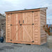 Double Door Metal Roof Outdoor Living Today 8×4 SpaceSaver Lean-To Cedar Shed features wide sliding cedar doors and a corrugated metal roof